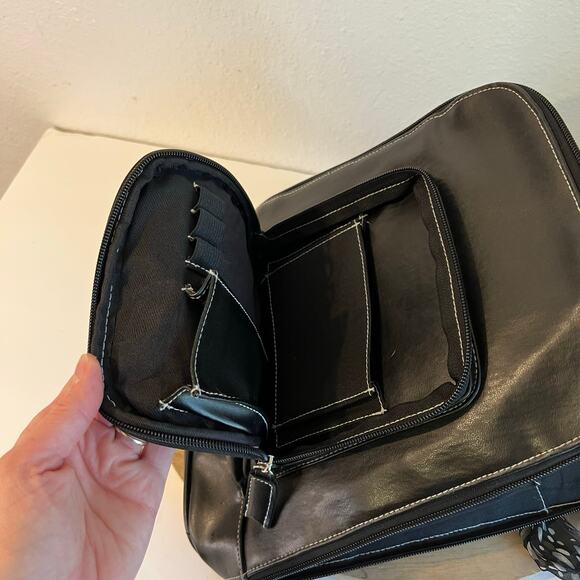 Vintage 90s Black Square PVC Leather Scarf Tie Medium Backpack - Picture 4 of 15